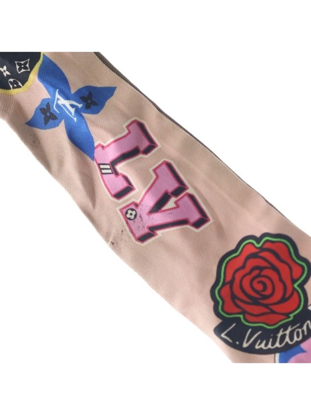 Louis Vuitton Bandeau BB LV Streets Patches Monogram Silk Scarf Brown - Picture 4 of 6